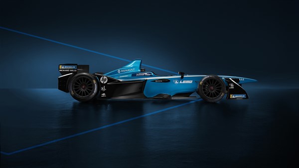 Renault Formula E - Renault racing car and Renault ZOE on the racetrack